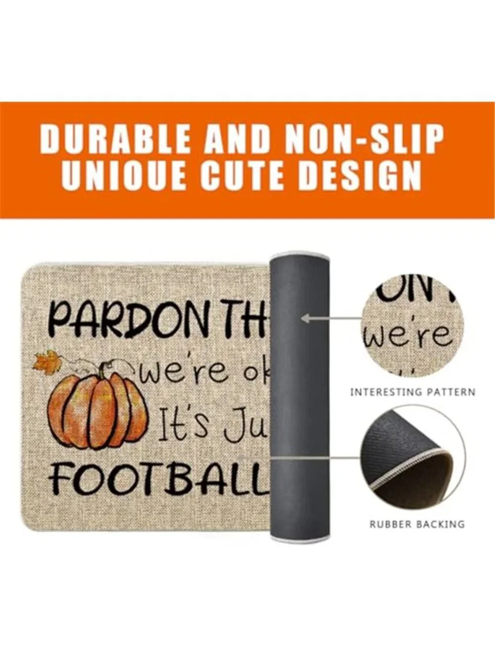 Fall Door Mat Football Season Rugs Pumpkins Autumn Harvest Doormat Thanksgiving